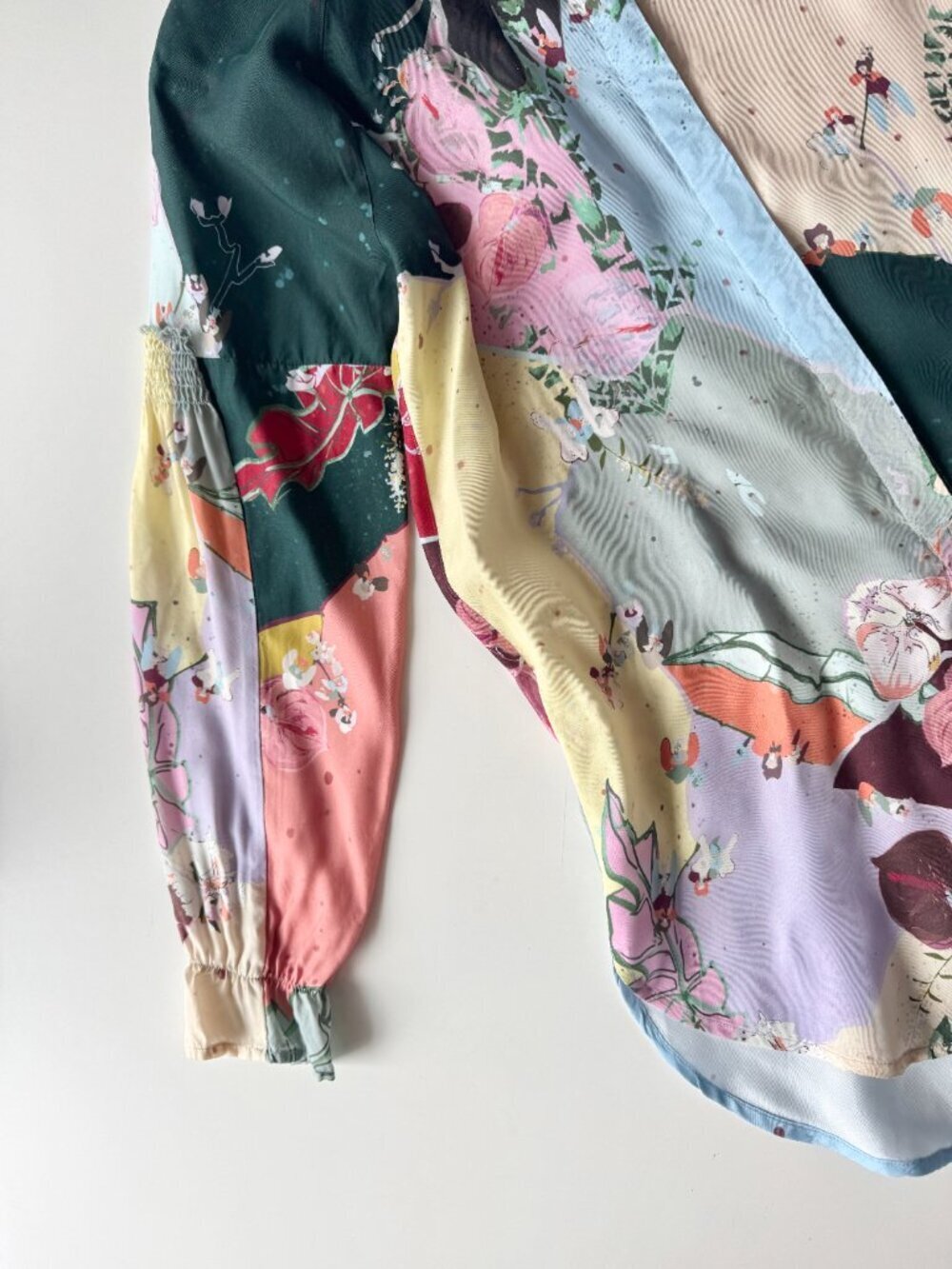 COSTER COPENHAGEN Flamingo Flower Cupro Twill Button Down Tunic Shirt, Size 36/S - Picture 7 of 14